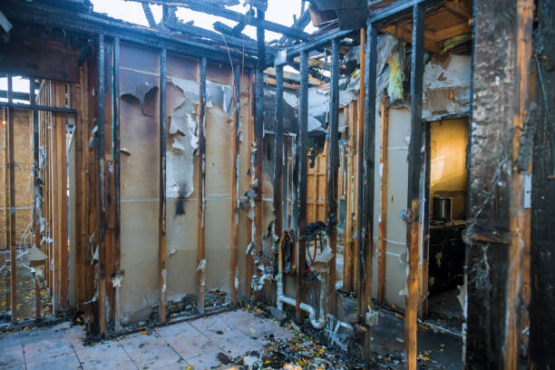 Professional Emergency Fire Damage Restoration technician working in Jobstown, NJ